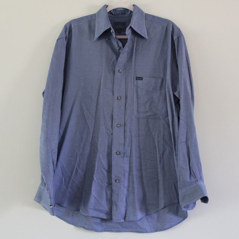 Faconnable Long Sleeve‎ Button Down Shirt Blue Micro Check Small
